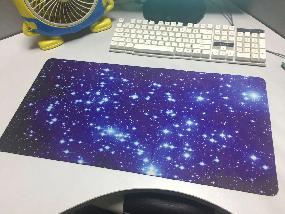 Blue star mouse pad with high-density fabric surface and natural rubber anti-skid base, available in multiple sizes