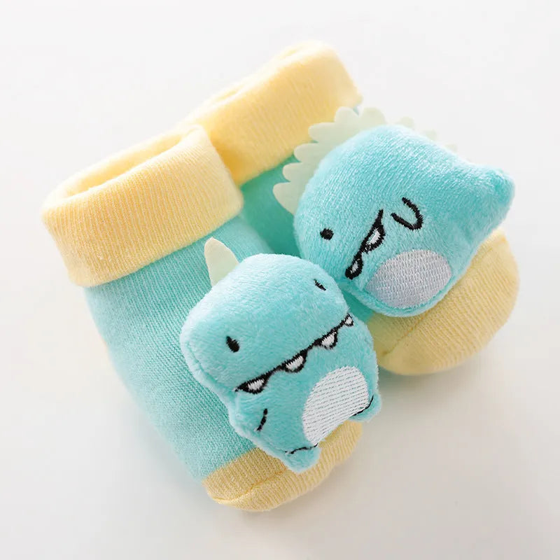 Baby socks in six colours with embroidery pattern, pure cotton, newborn size