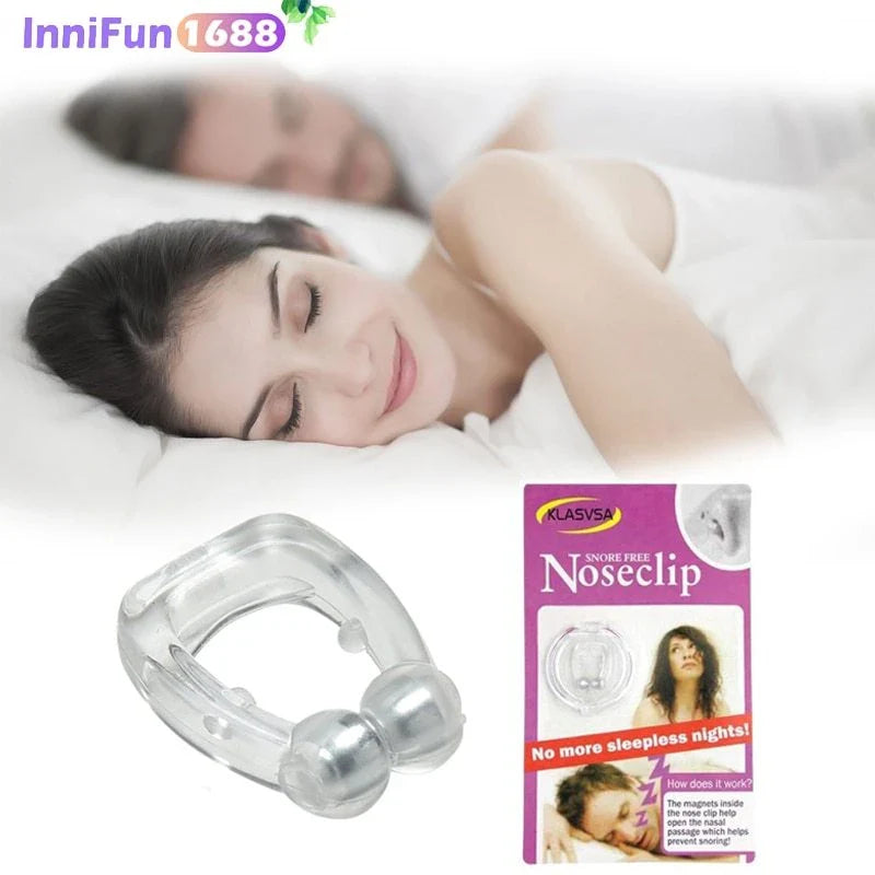 Silicone magnetic anti-snore nose clip for peaceful, quiet sleep