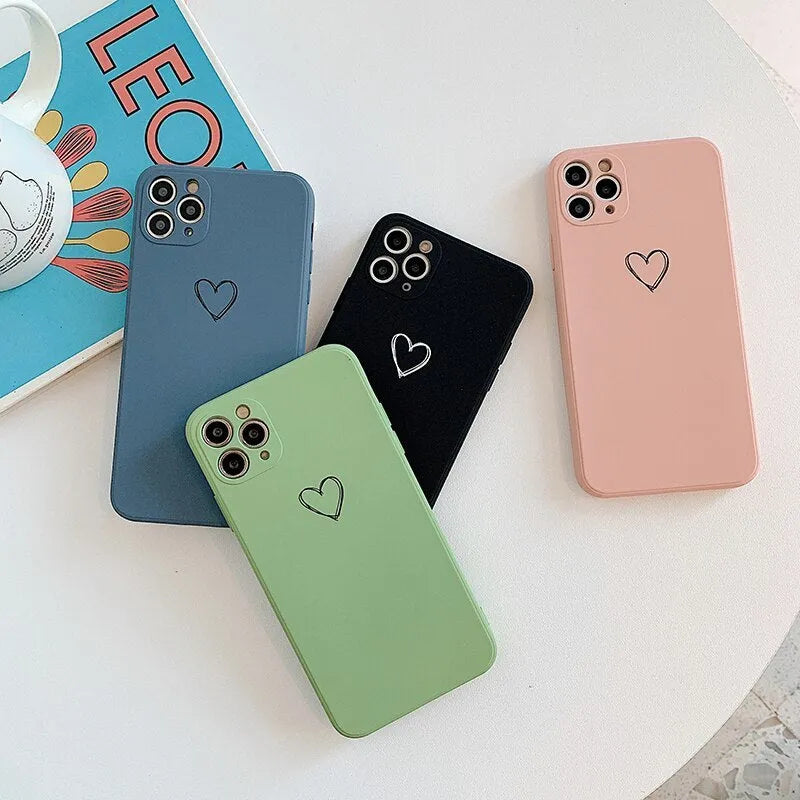 Silicone phone case for Apple iPhone in various colours showing TPU construction