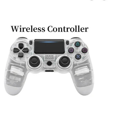 Wireless PlayStation 4 Controller in various color options, including purple, transparent red, grey camouflage, camo blue, and more.