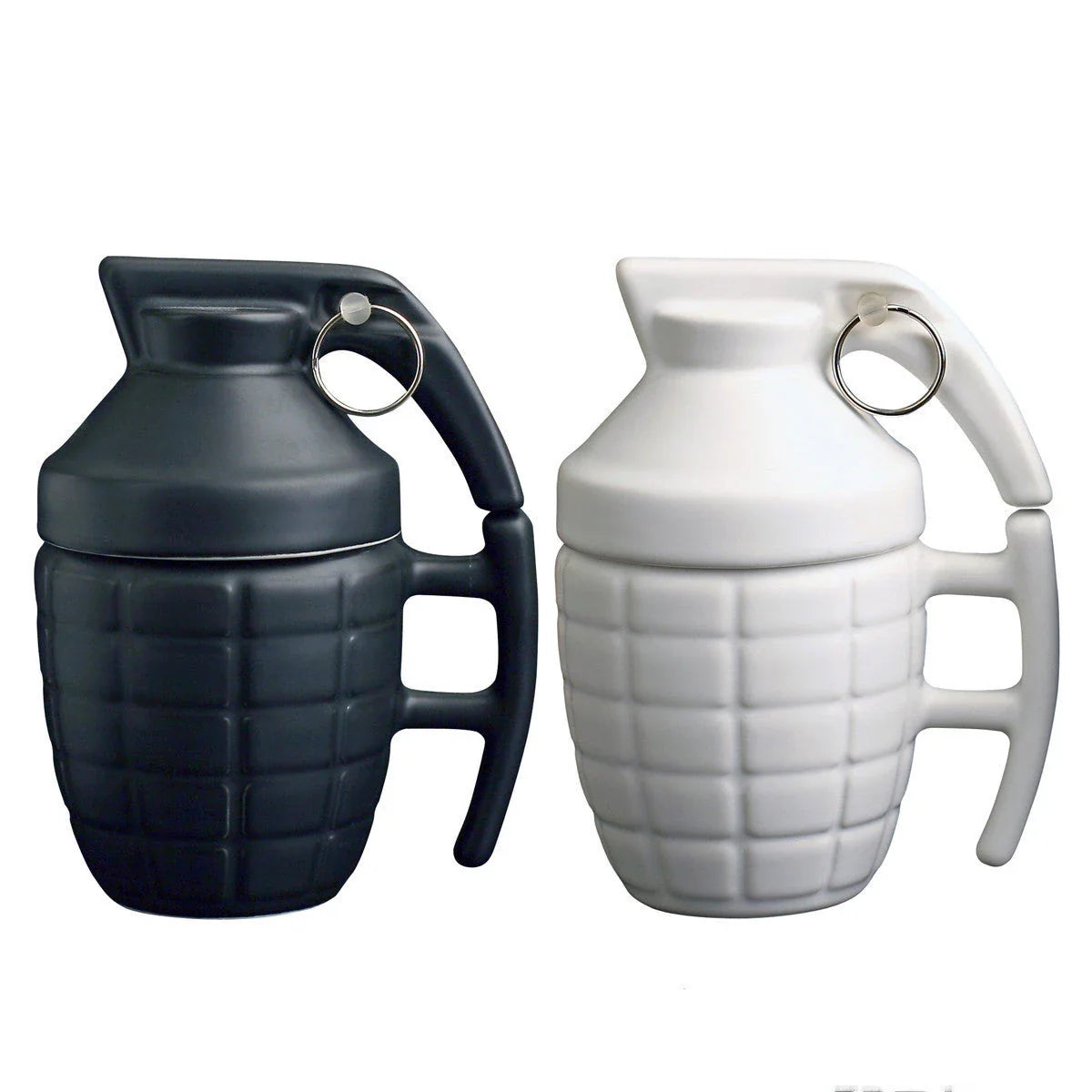 Grenade-shaped ceramic coffee mug with lid, made of durable nylon material for hot drinks