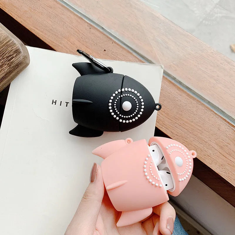 Pink silicone protective case for Apple AirPods 1 and 2 showing charging port access