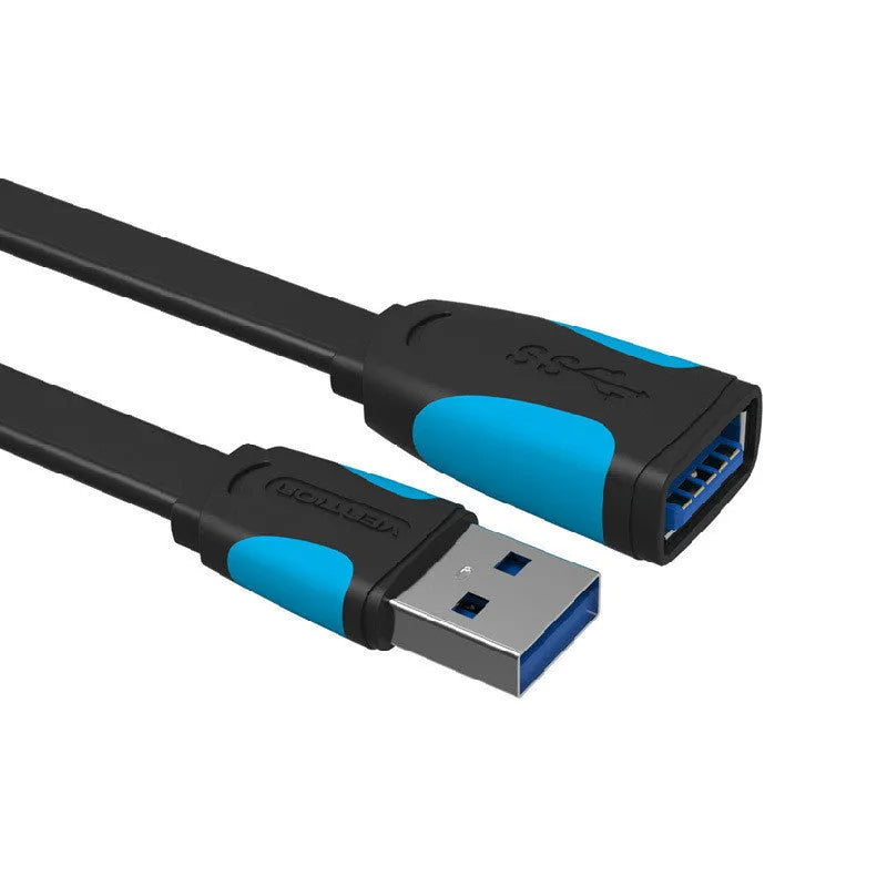 Black flat USB 3.0 extension cable for keyboard mouse and U disk, 0.5m to 3m lengths