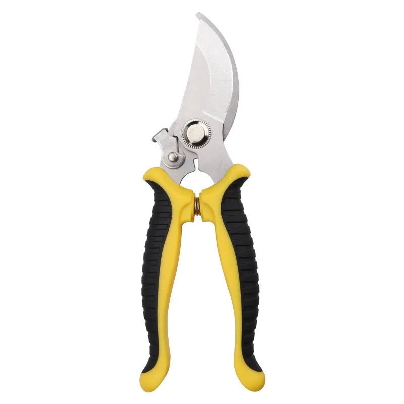 Garden trimming shears with 65 manganese steel blades, 55 mm opening, PP and TPR handles in black yellow or grey red
