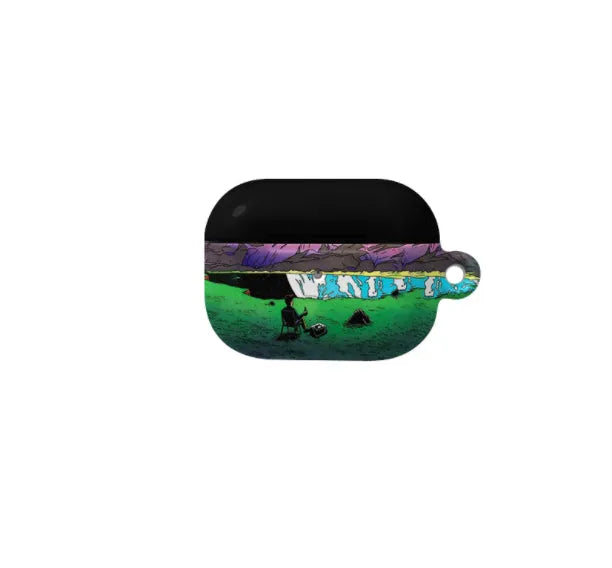 Green plastic hard headphone case for Apple AirPods 2, 3, 4, Pro and Pro 2nd Generation, Cosmic Vacation design