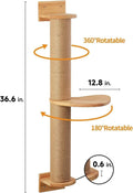 Wooden wall-mounted cat climbing frame with flax rope scratching posts and jumping platform