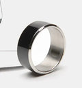 R3F Smart Ring NFC in glazed black enamel finish for contactless payments and digital business card sharing