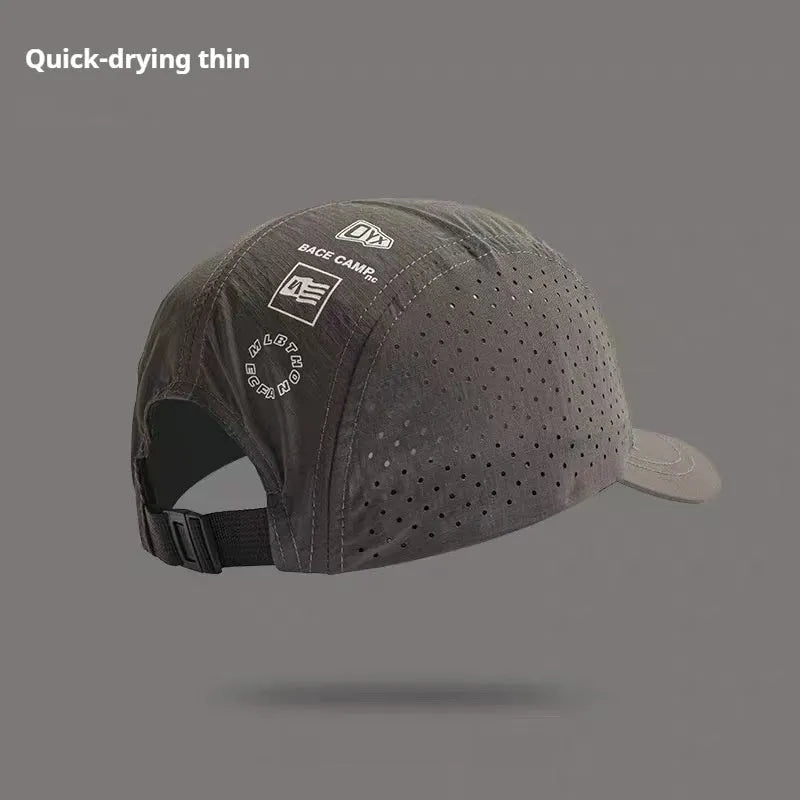 Men's adjustable dome crown baseball cap in breathable mesh fabric, shown in purple colour.