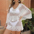 White water soluble beach blouse for women with free size fit