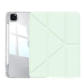 Transparent acrylic iPad case with a magnetic folding stand in light purple colour
