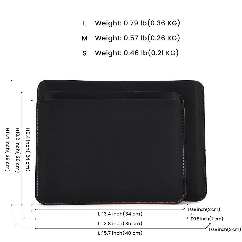 Brown genuine leather computer bag with horizontal laptop sleeve compartment