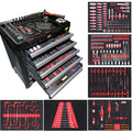 252-piece carbon steel repair tool kit in pumping removable cabinet for machine and auto repair