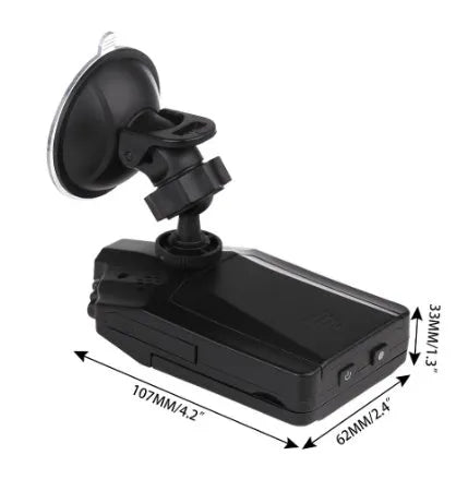 H198 HD six-light infrared car dash camera on a windshield with a 2.4-inch screen display.