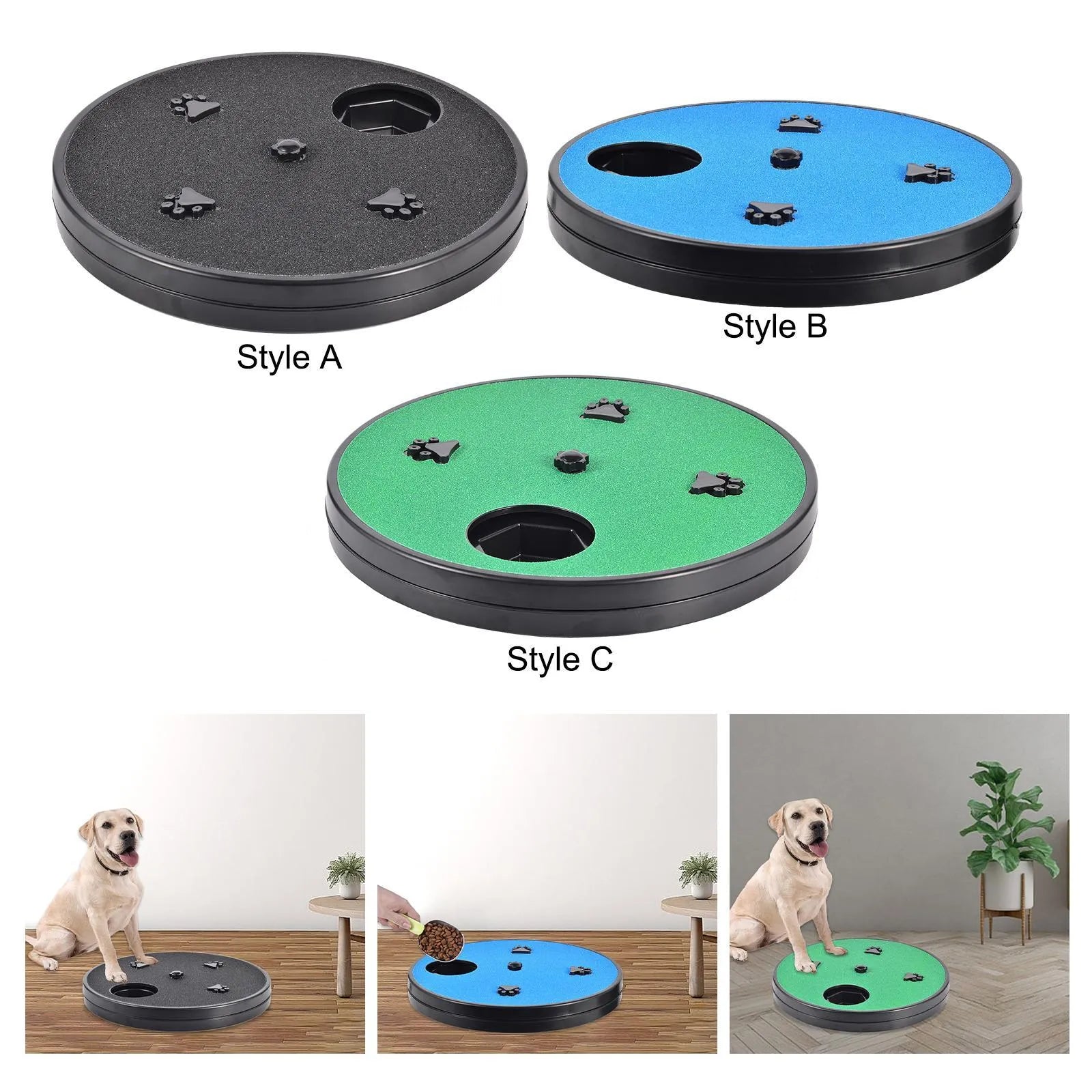 Square dog nail file scratch board with rotating slow feeder compartments and suction cup base