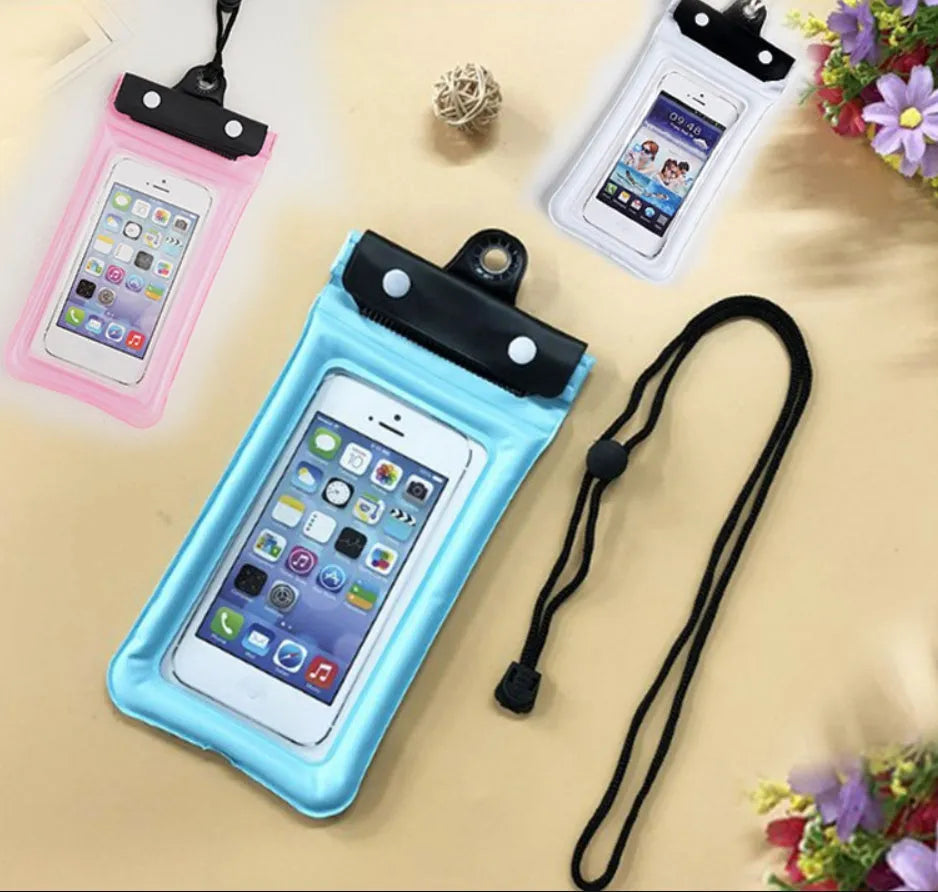 Mobile waterproof bag PVC pouch with three-layer seal plus double snap, 6-inch capacity and 7-inch customisable size