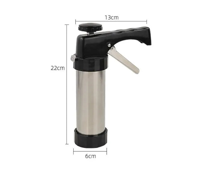 Stainless steel biscuit press cookie machine with 13 moulds and 8 nozzles in a gift box