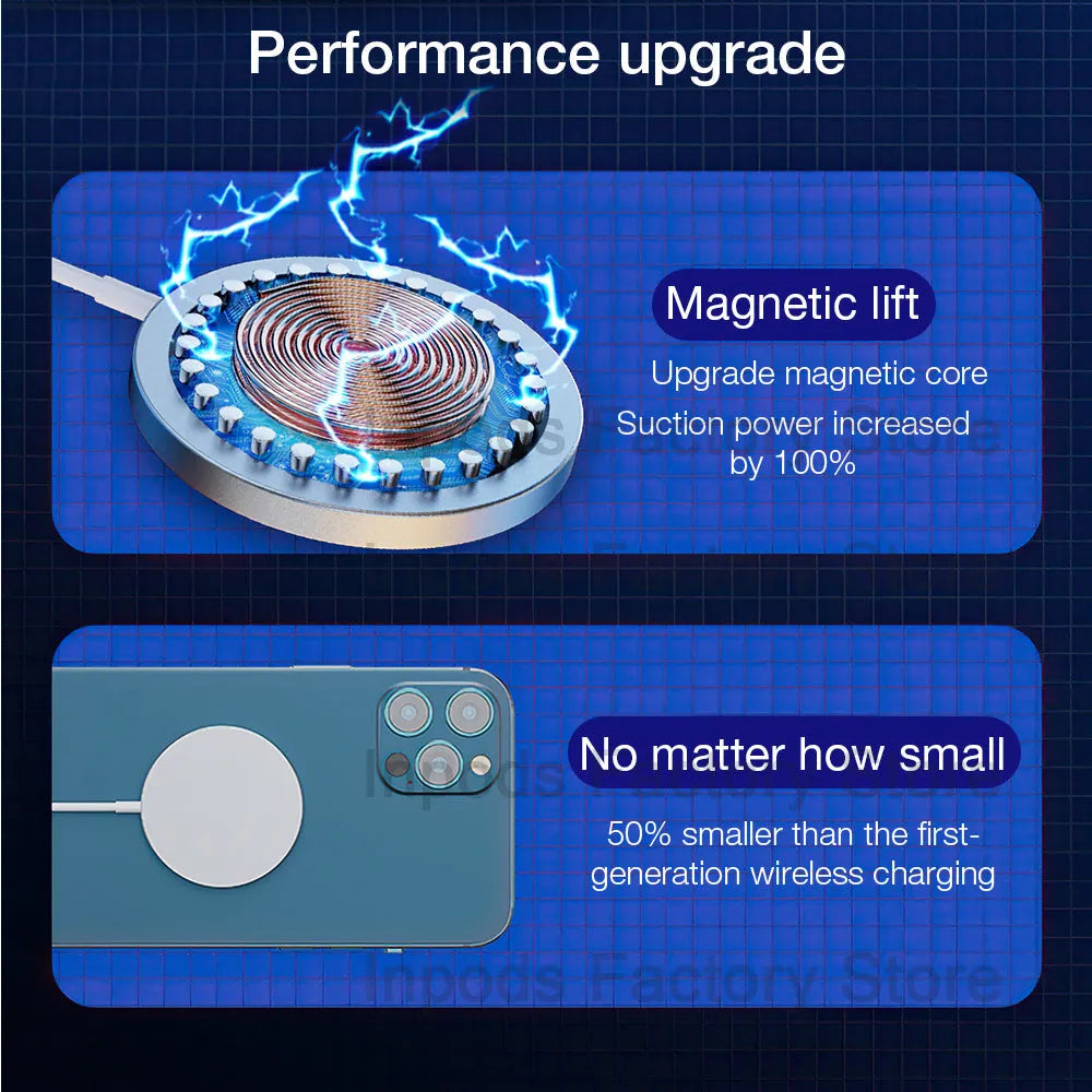 White silver magnetic wireless charger for iPhone 12 Pro Max with ice core technology