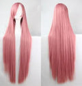Long 100cm multi-colour cosplay wig in various shades including black, gold, pink, and blue for parties and Halloween