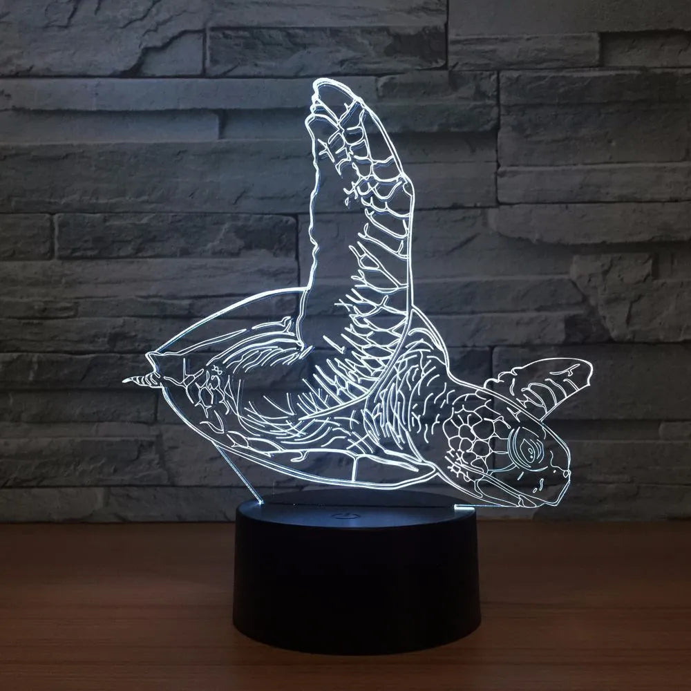 LED colourful touch and remote control desk lamp with 3D animal night light, ABS base, and USB cable