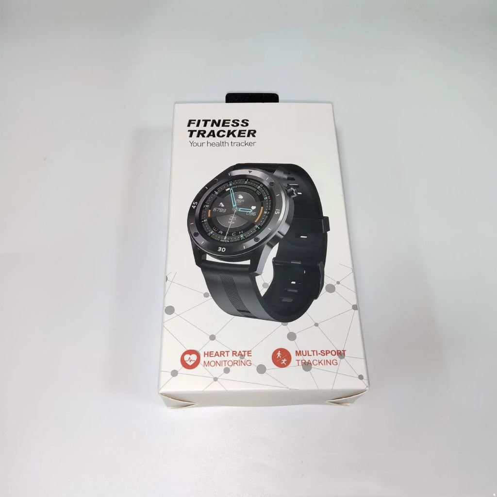 Black smartwatch with 1.54-inch screen compatible with iPhone and Android phones