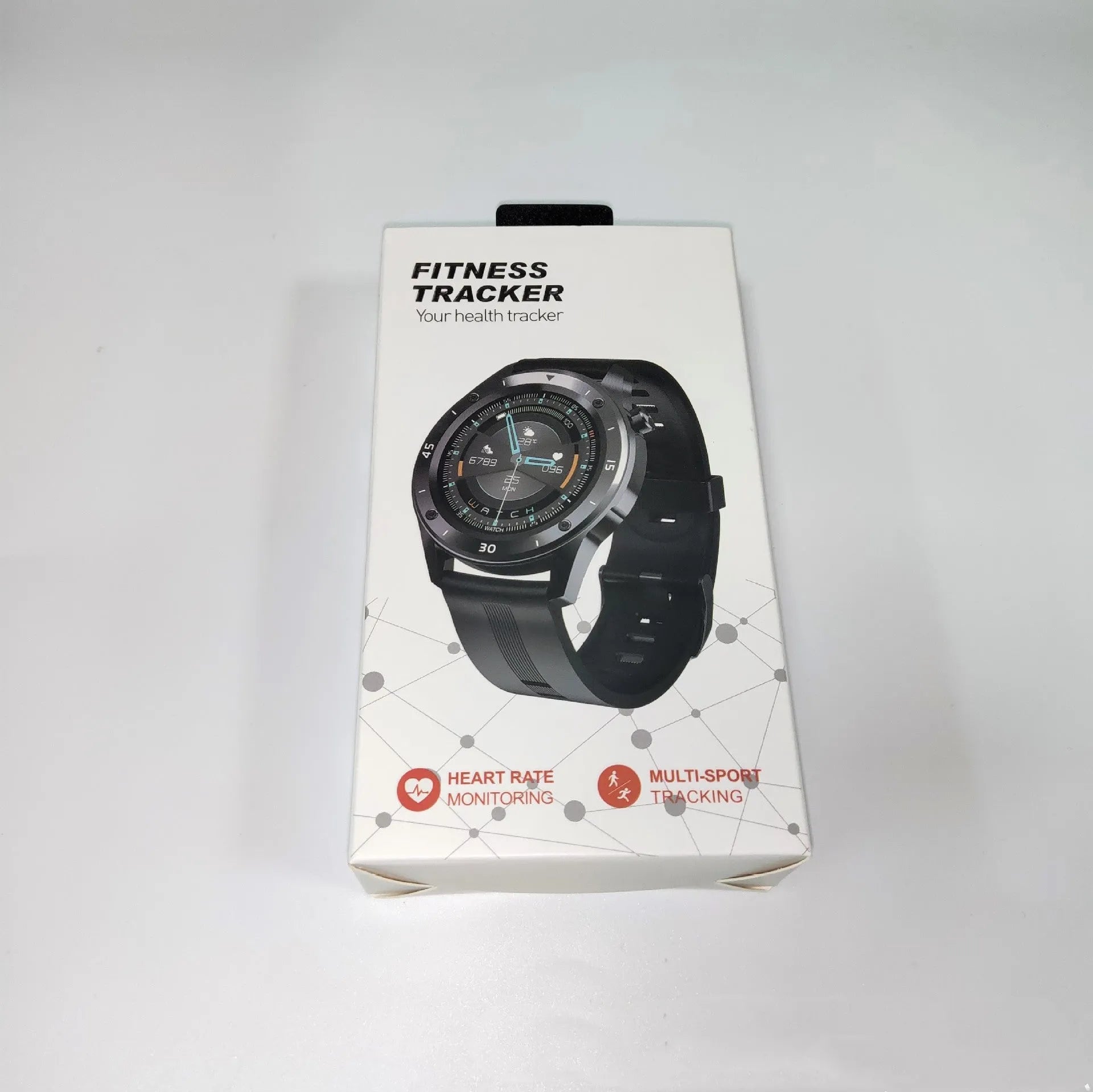 Black smartwatch with 1.54-inch screen compatible with iPhone and Android phones