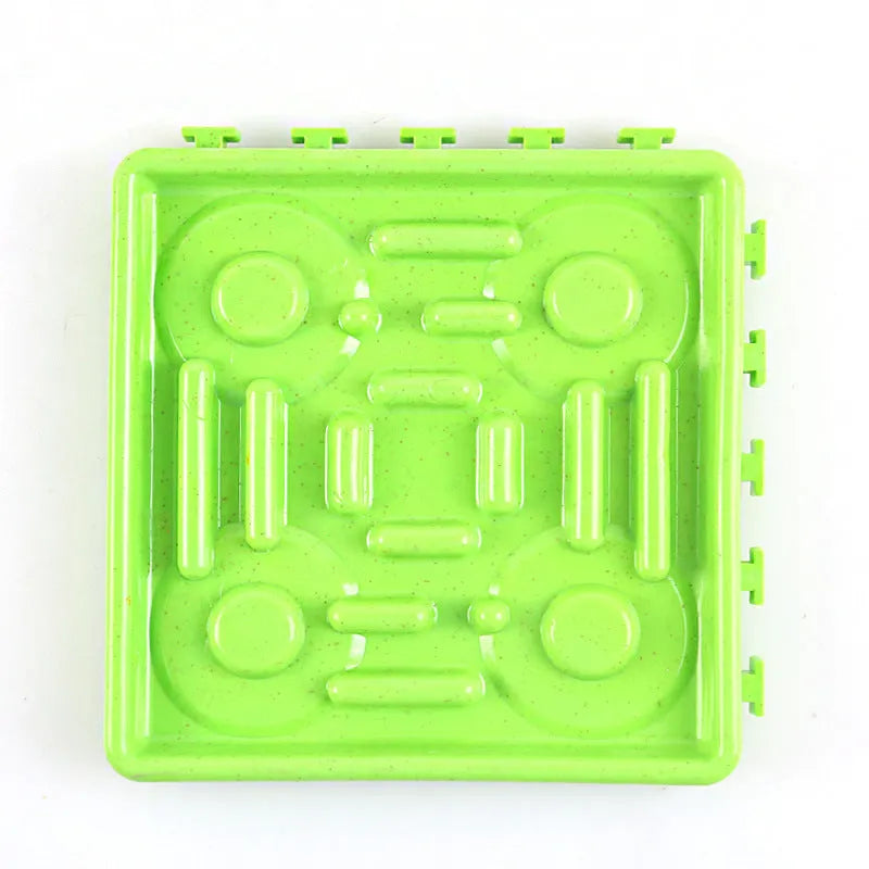 Slow food bowl in TPR material with anti-choking design, available in blue, coffee, and green colours