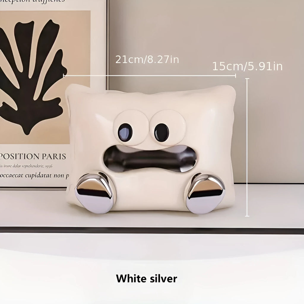 White ceramic tissue box holder with decorative lid for living room coffee tables