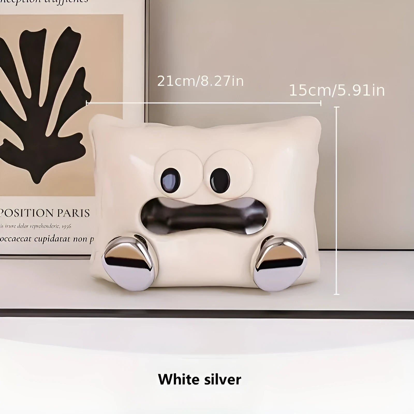 White ceramic tissue box holder with decorative lid for living room coffee tables