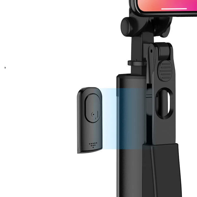 Black aluminium alloy Bluetooth selfie stick with remote control and tripod stand extended