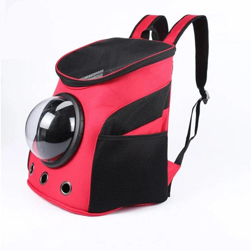 Spacious pet carrier backpack for cats and dogs, featuring a roomy interior, breathable mesh panels, and a sturdy construction for comfortable and secure pet transport.