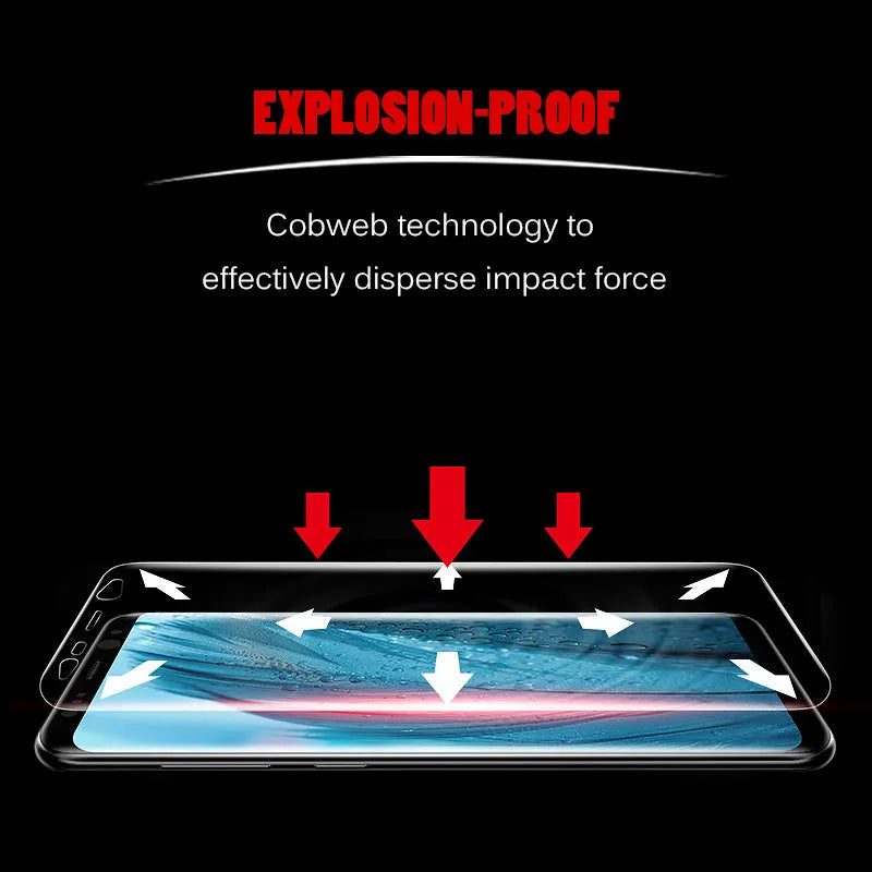 Samsung curved phone hydrogel screen protector in purple packaging with matte finish