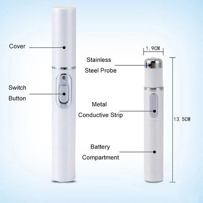 Blue Light Therapy Pen for Treating Acne, Scars, and Wrinkles - Portable Skincare Device with 415nm Blue Light, Heat, and Bio-Electric Current