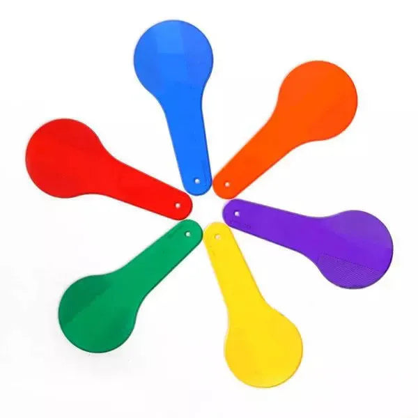 Six PVC colouring boards for children in red, yellow, blue, green, orange, and purple colours