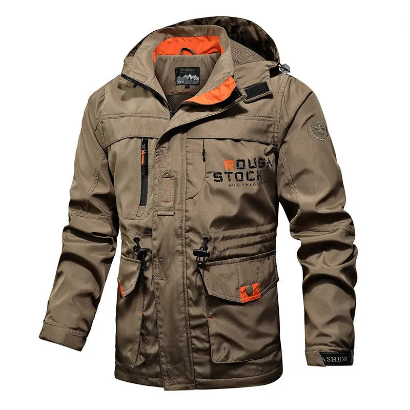 Windpro waterproof mountaineering jacket, polyester blend, non-iron, khaki red green blue, sizes M to 4XL