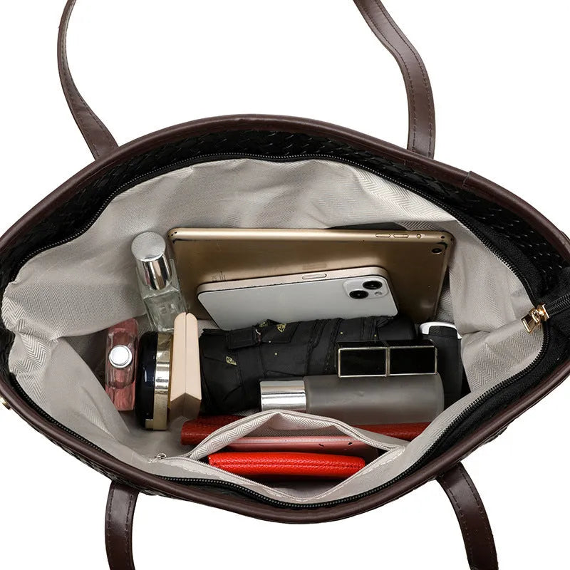 Retro women's commuter handbag in horizontal square shape with organisational compartments