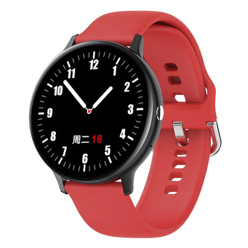 Smart bracelet sports watch with touch screen display on a wrist strap.