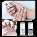 Mirror silver nail polish bottle with stainless-steel ball, water-soluble pure silver paste, base coat and silvery style options