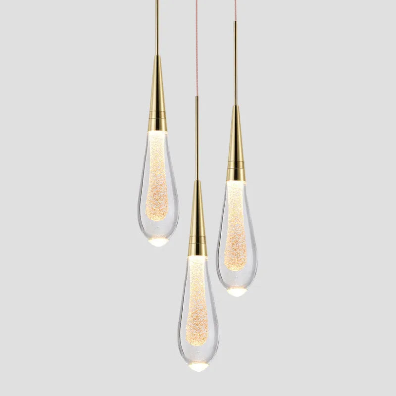 Single head crystal LED chandelier with adjustable cord showing postmodern design and warm white illumination