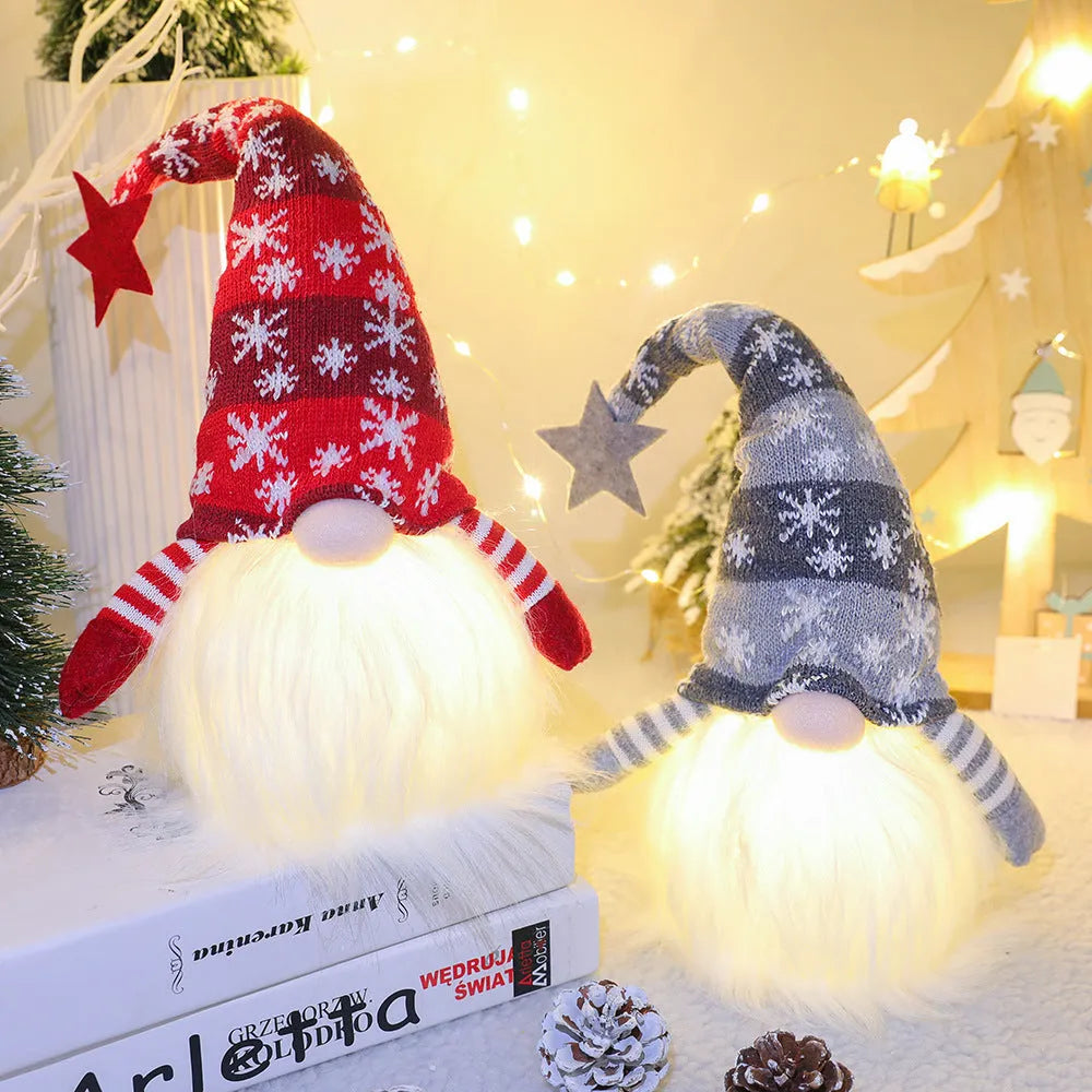 41cm Christmas gnome faceless doll in cloth and knitted fabric with long hair, available in red green or grey