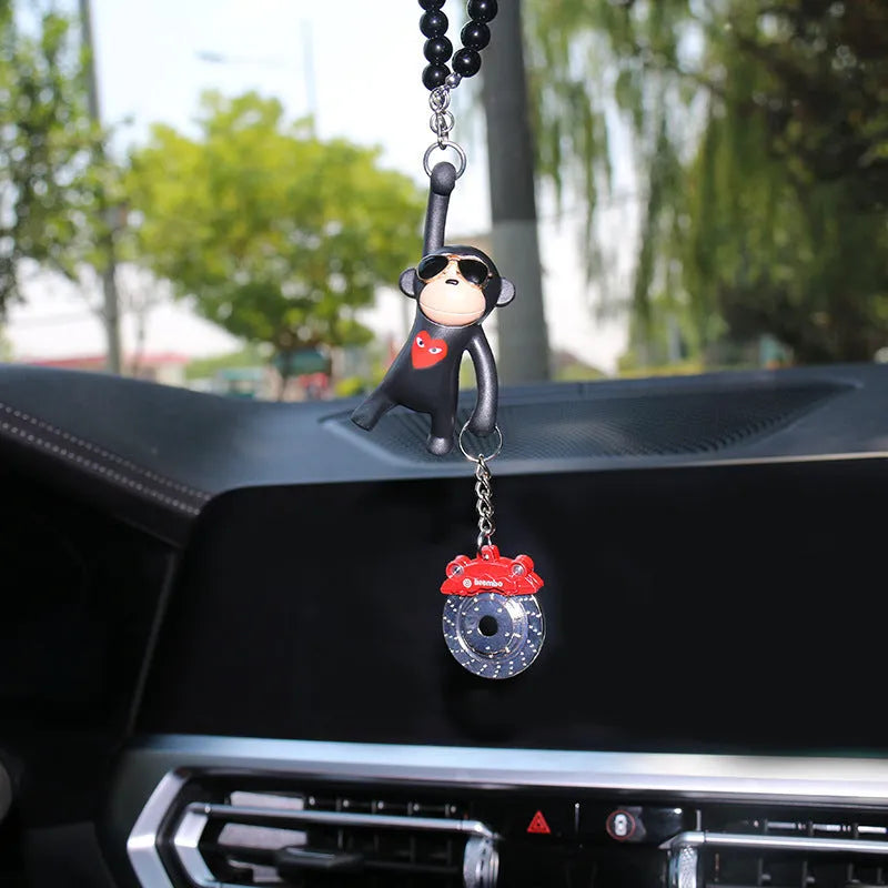 Hip-hop cartoon monkey pendant with sunglasses for car rearview mirror decoration