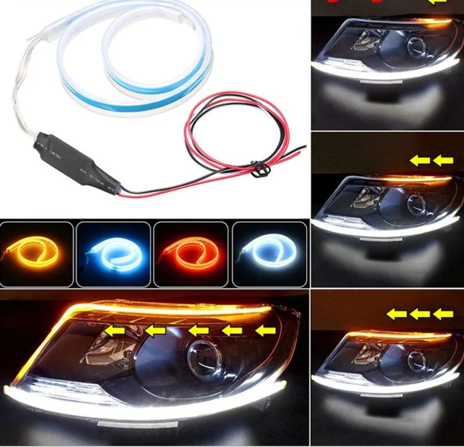 60cm ultra-thin two-colour LED daytime running light strip with light guide for car bumper installation
