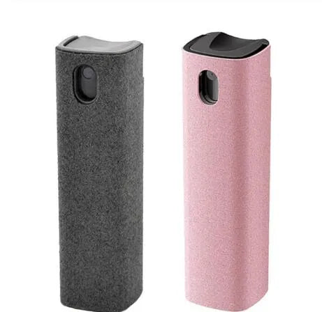 2 in 1 screen cleaner kit with microfiber cloth in pink and gray for phone and computer screens