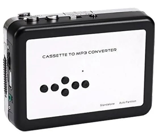 White USB Cassette to MP3 Converter with earphone and USB cable for tape digitisation