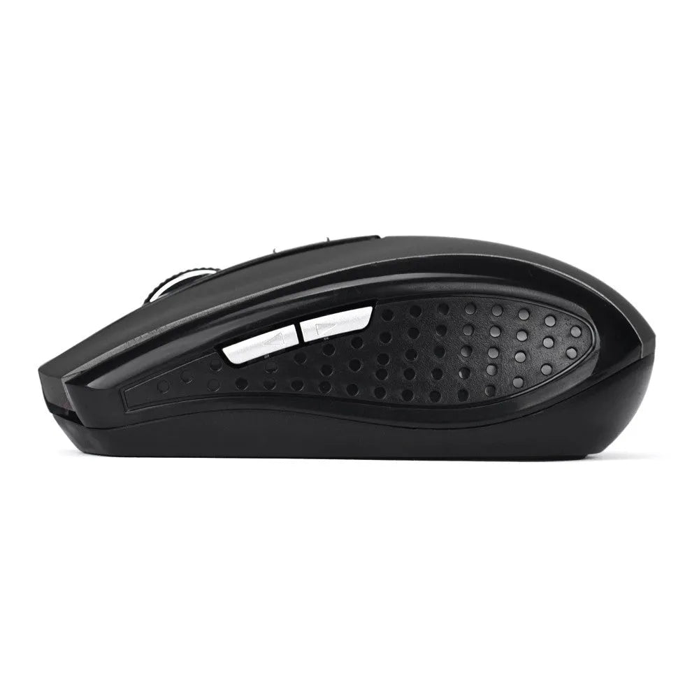 Matte wireless optical mouse in black, blue or silver grey with 2.4GHz USB connection, 1200dpi sensor and four-way wheel