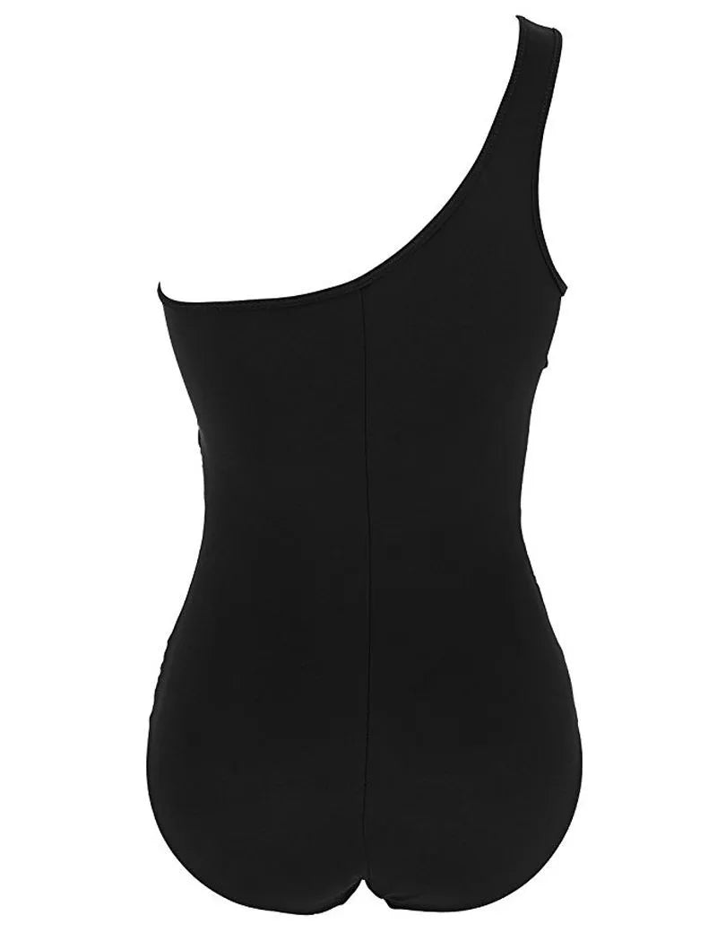 Women's plus size one-piece swimsuit in nylon, solid colour, sizes M to 4XL, black blue red