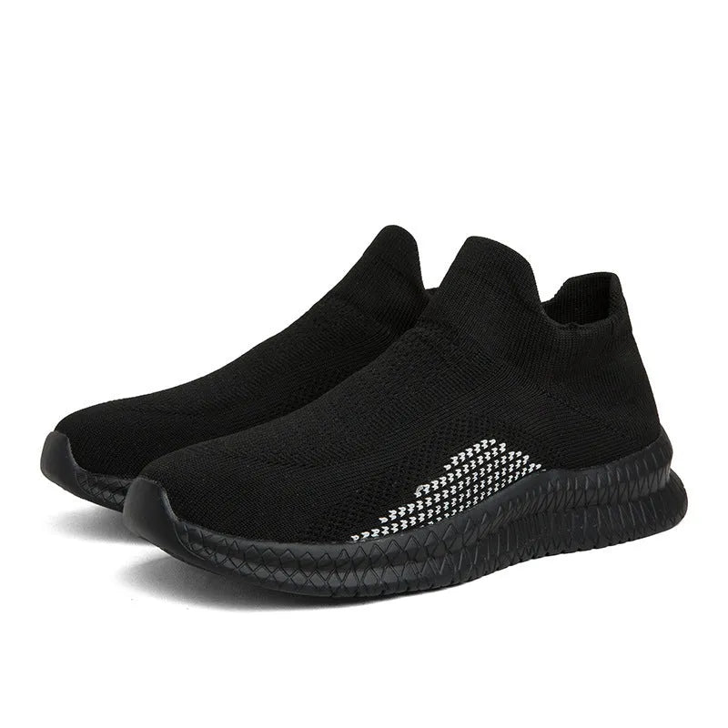 Popcorn Flyknit men's low-top casual sneaker in blue fabric with round toe and flat sole.