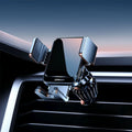 Black car wireless charging bracket with automatic mechanism mounted on air vent