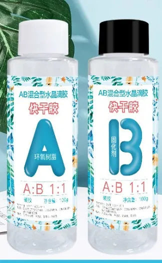 Quick-curing AB epoxy resin adhesive in 100g and 200g sets for DIY jewellery making
