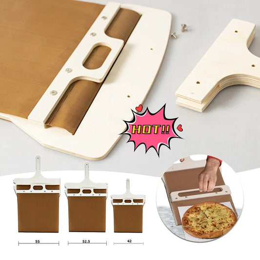 Premium 3-Piece Wooden Pizza Paddle Set with Sliding Peel, Shovel, and Convenient Storage